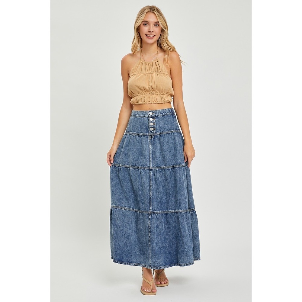 RISEN High Rise Ruffle Long Skirts - Medium - Picture 5 of 6